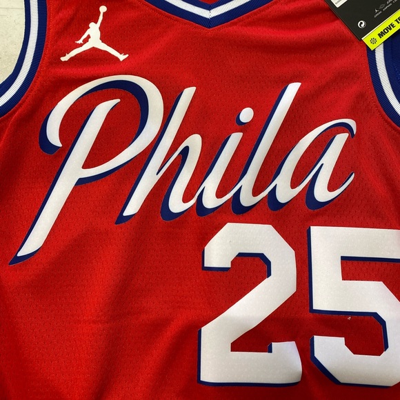 Mens New With Tags Nike Air Jordan Philadelphia 76ER’S #25 SIMMONS Jersey. - Picture 1 of 5
